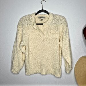 vtg 1980s beige pullover henley sweater textured knit Joan Harper size 8 acrylic